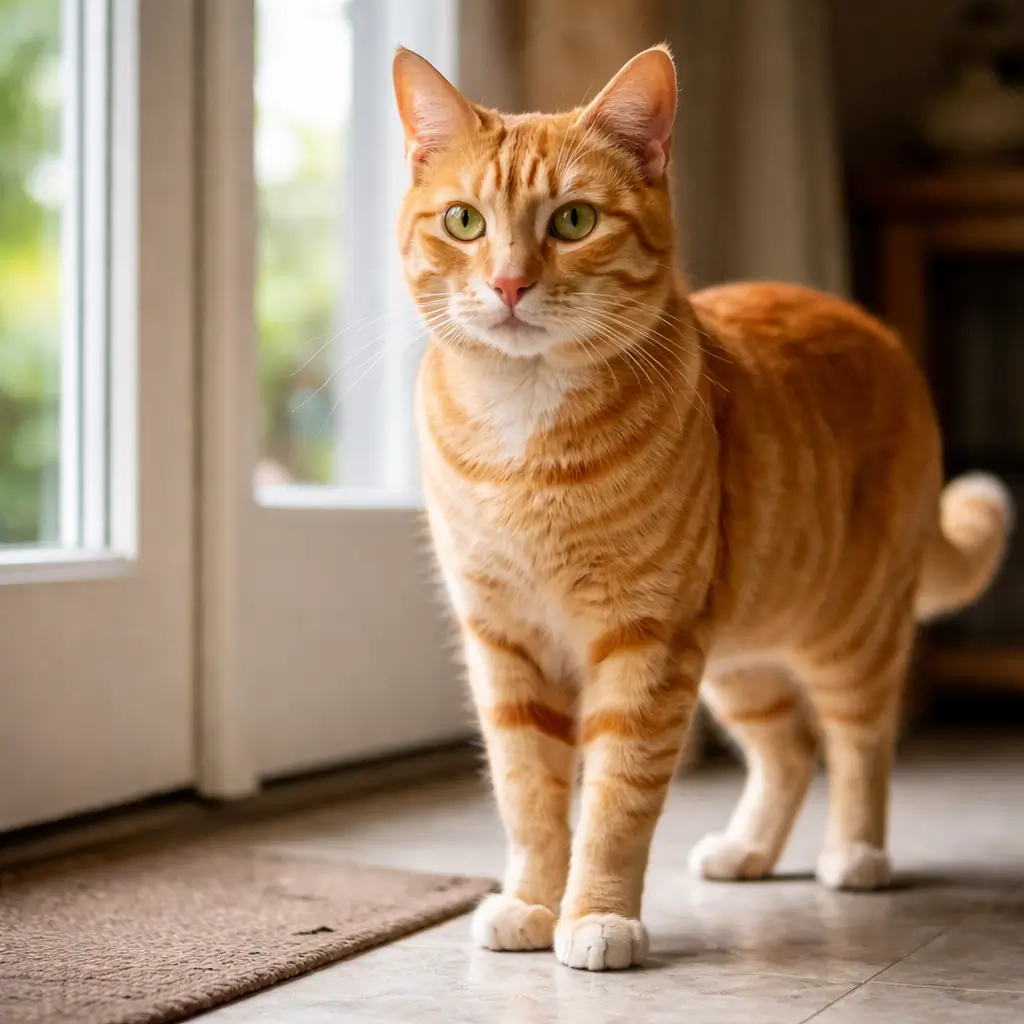 Healthy active cat showing strong muscles supported by a high protein wet cat food diet