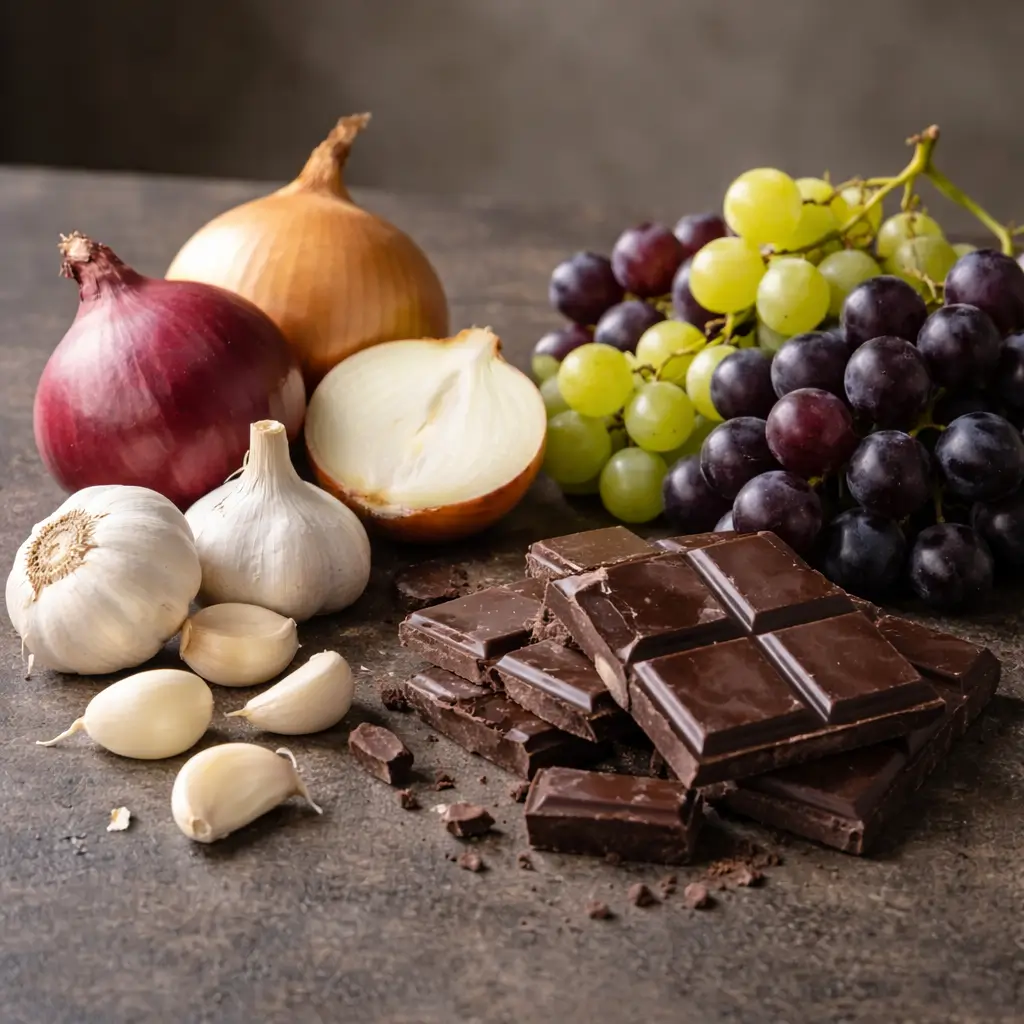 How to Make Cat Food Recipes safely by avoiding toxic foods like onions, garlic, chocolate, and grapes