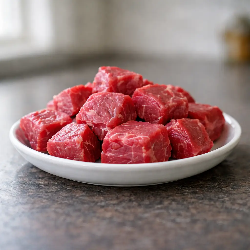 Can cats eat raw beef for nutrition showing fresh lean beef prepared as protein for cats