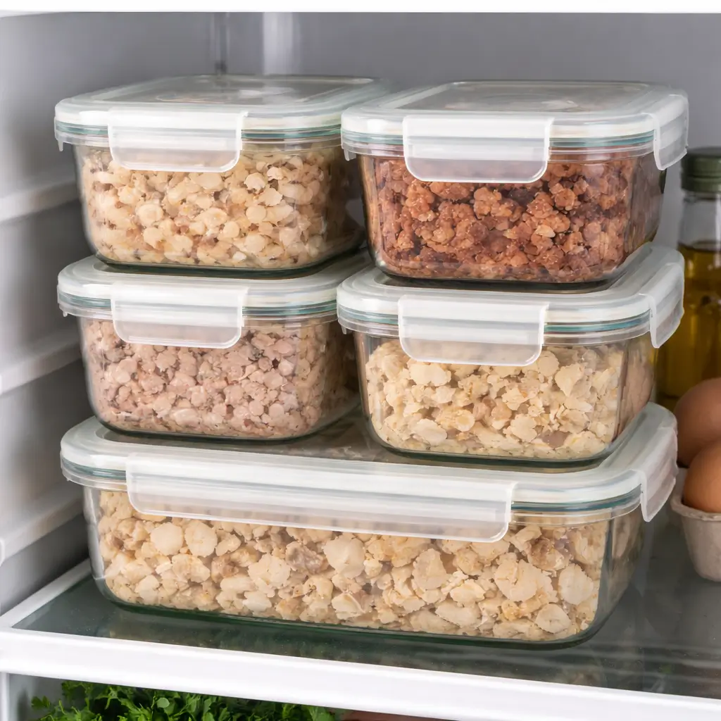 Proper storage of homemade wet cat food recipes in airtight containers for freshness and safety