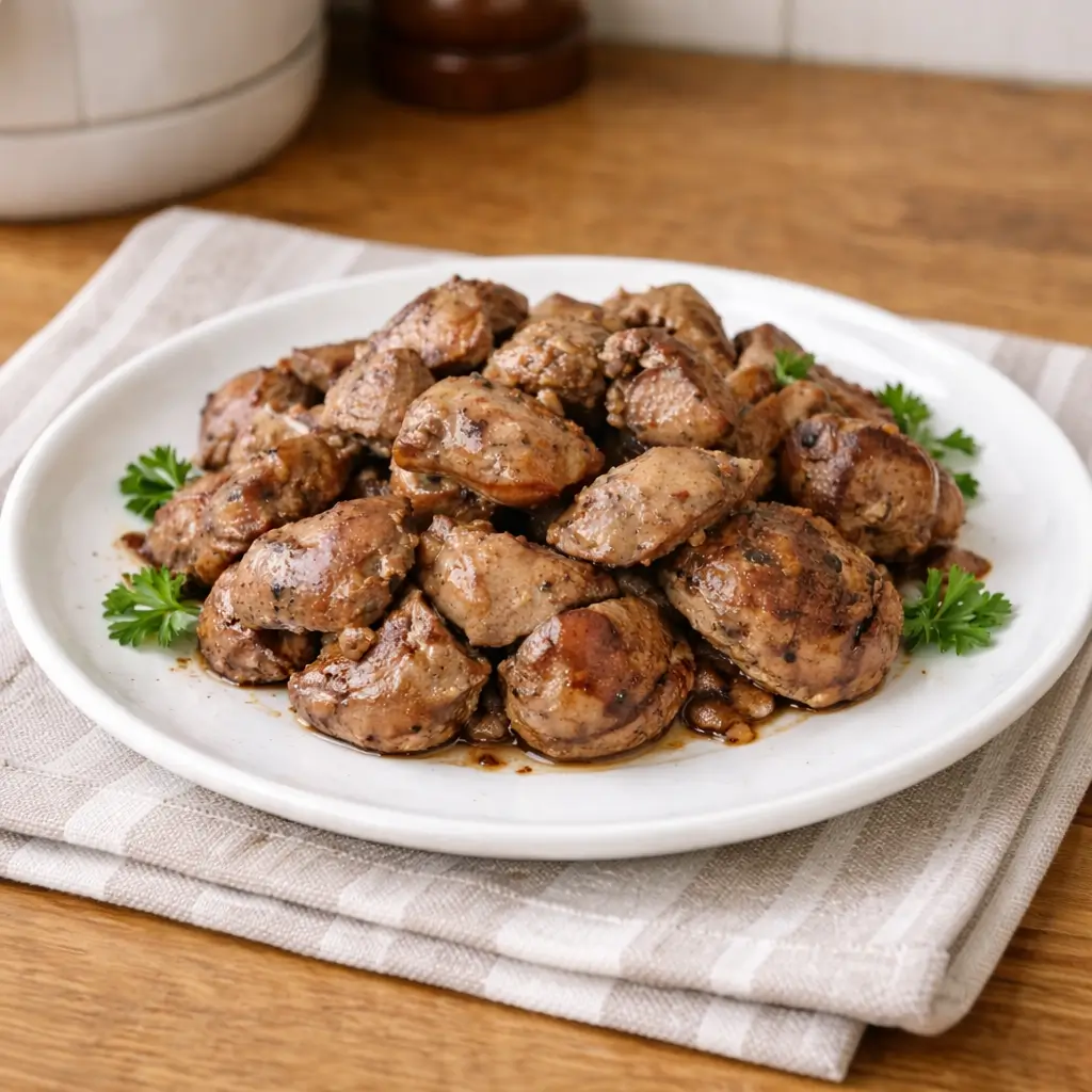 Chicken liver rich in nutrients for cats including vitamin A, iron, and B vitamins
