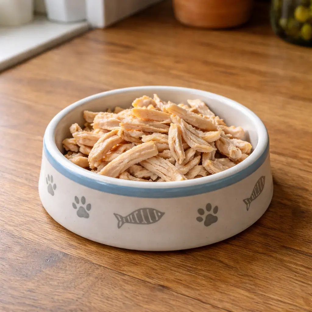 Can cats eat pepperoni? A tired-looking house cat resting indoors, representing possible health risks
