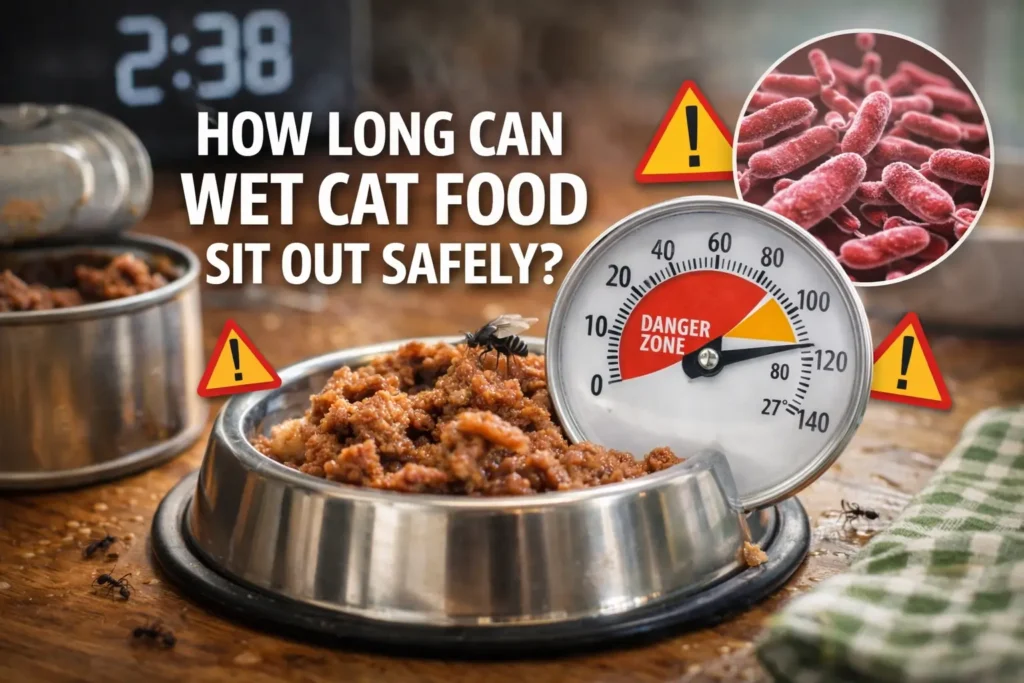 how long can wet cat food sit out