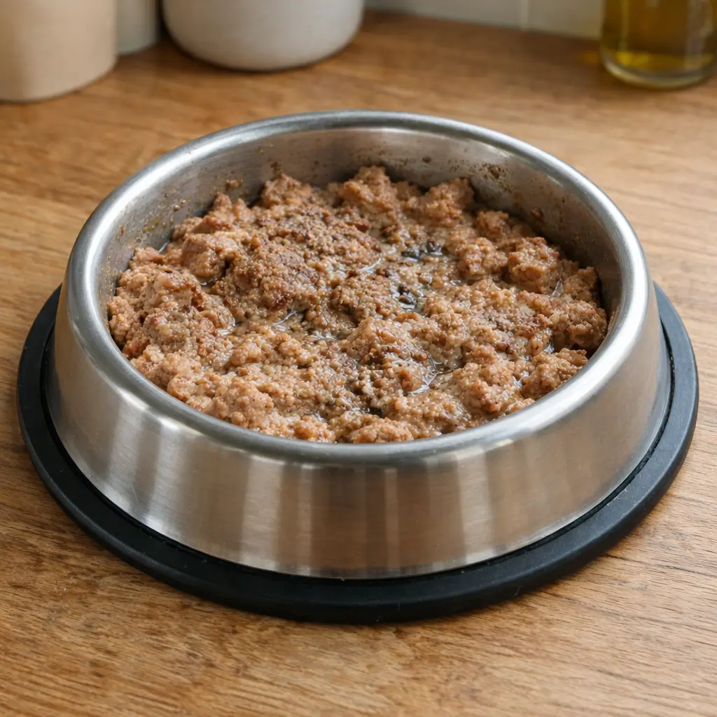 Wet cat food with texture and color changes showing how long can wet cat food sit out before spoilage begins