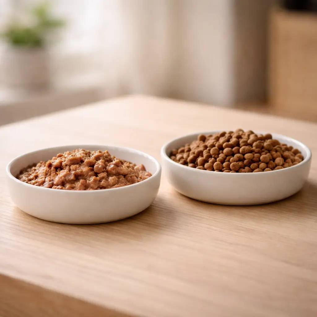 My cat doesn't drink water but eats wet food compared to dry food moisture levels