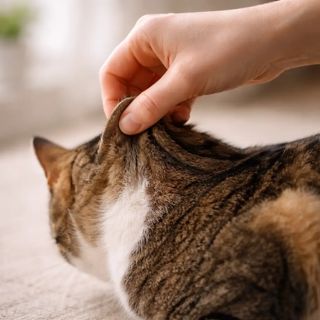 Checking hydration when my cat doesn't drink water but eats wet food using the skin tent test